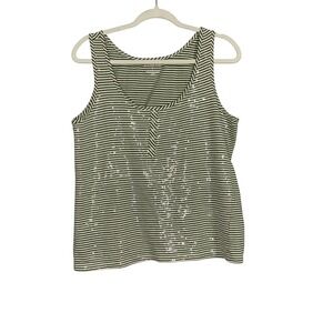 Hannah Striped Sequin Tank Top‎ Sleeveless Casual Everyday Top Size L